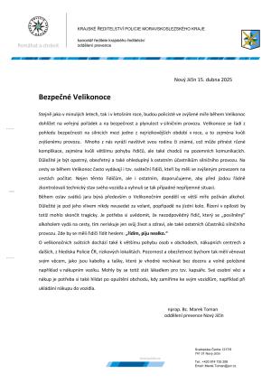 iInformace od Police ČR - Bezpečné Velikonoce